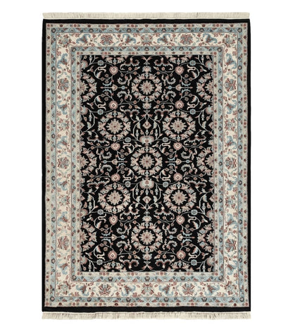 6' X 9' Handmade Indian Agra Wool Rug Carpet Vegetable Dyes Black
