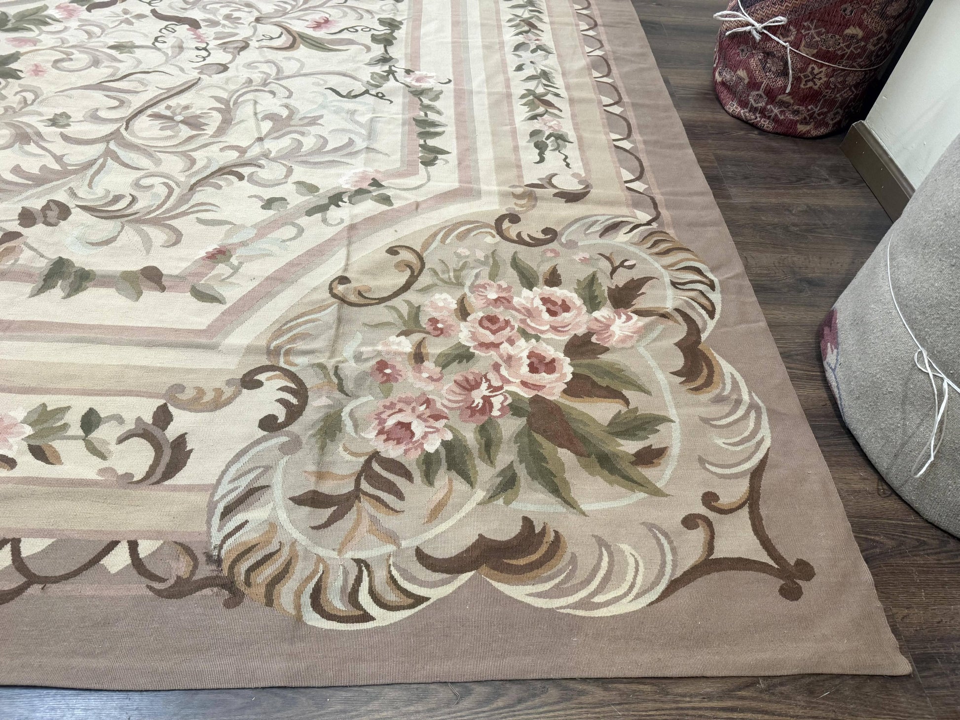 Palace Sized Aubusson Rug 13 x 20, Flatweave Aubusson Weave, Oversized Rug, European French Elegant Design - Nuvé