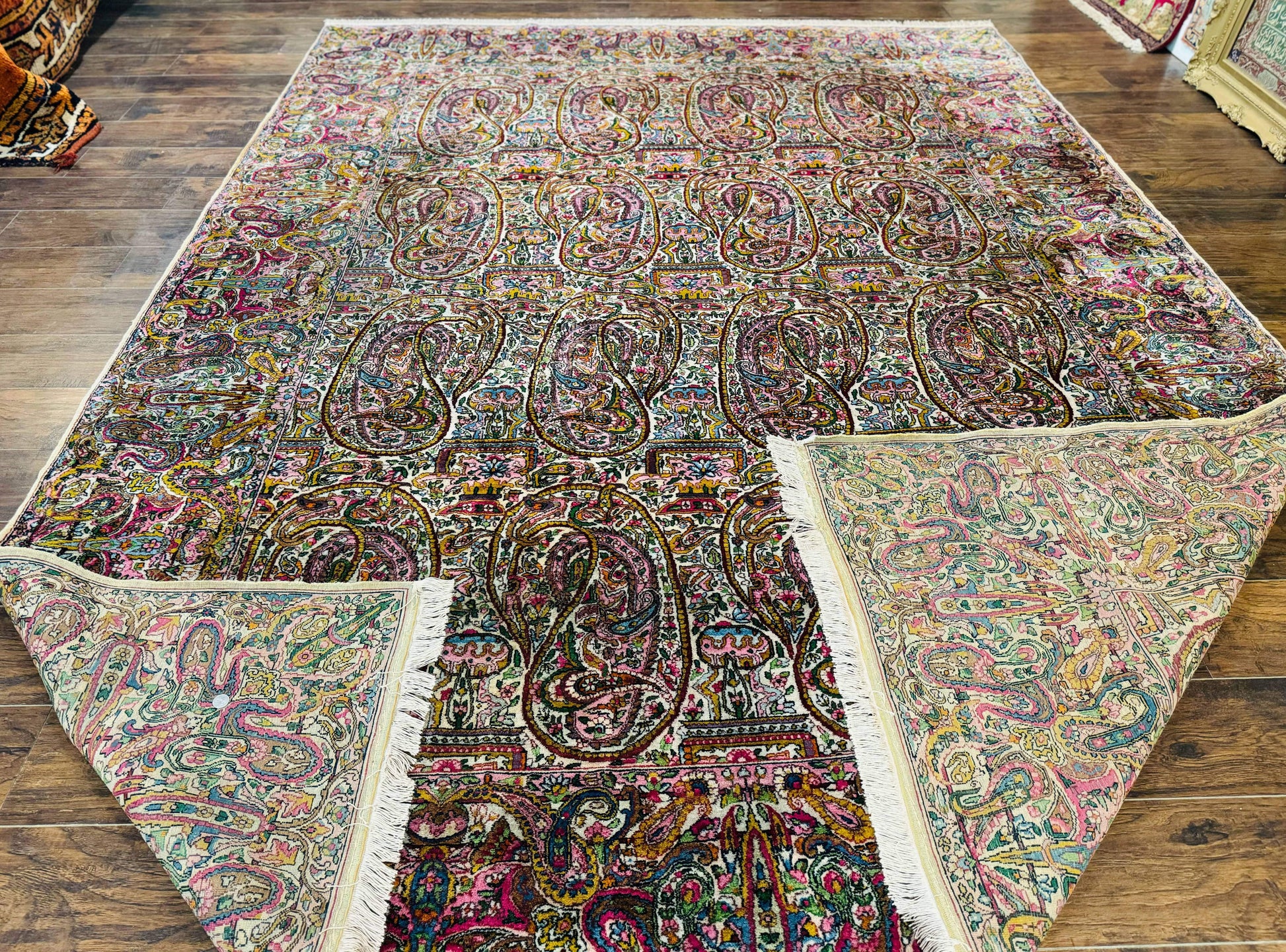 Rare Antique Persian Kerman Lavar Rug 9x12, Boteh Paisley Design - Nuvé