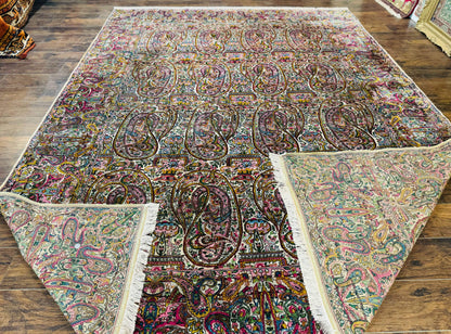 Rare Antique Persian Kerman Lavar Rug 9x12, Boteh Paisley Design - Nuvé