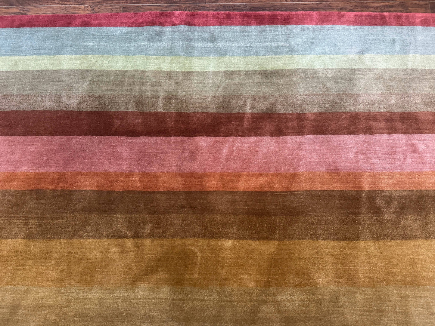 Modern Persian Gabbeh Rug 8x10, Multicolor Stripes, Soft Thick Wool Pile - Nuvé