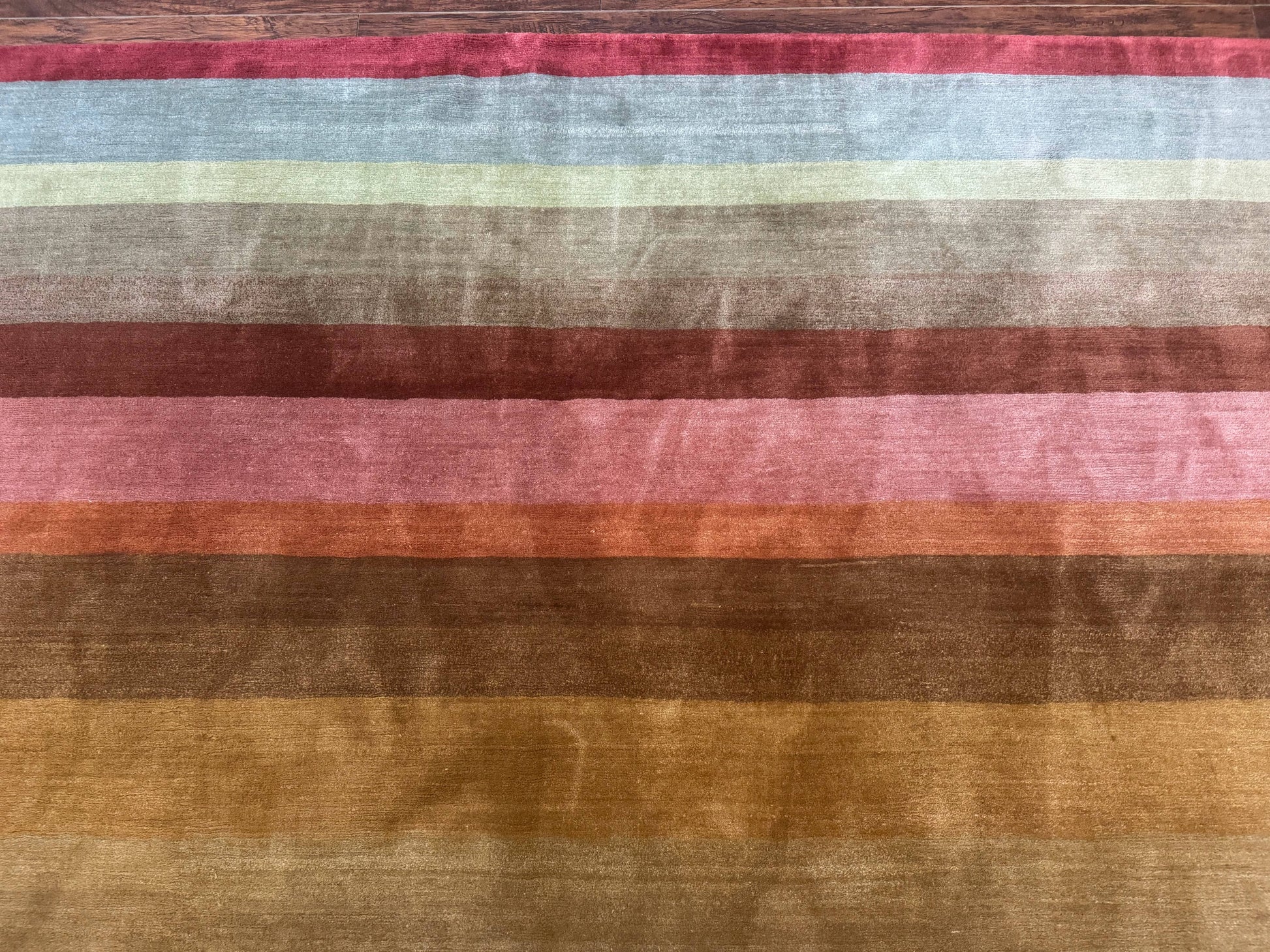 Modern Persian Gabbeh Rug 8x10, Multicolor Stripes, Soft Thick Wool Pile - Nuvé