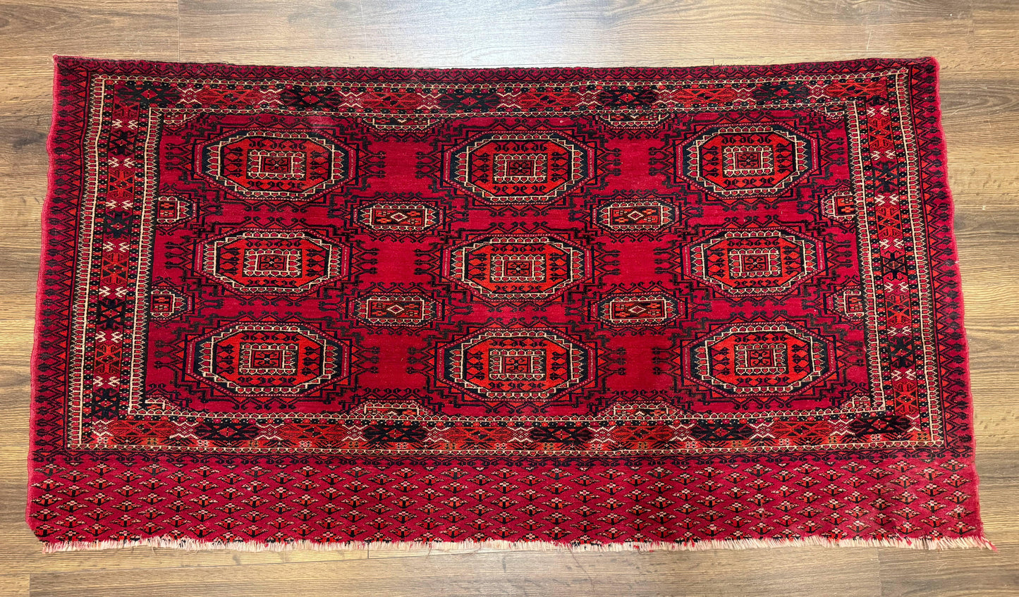 Antique Turkoman Salor Rug, Turkoman Textile, Fine 400 KPSI, Red, Persian Tribal Rug - Nuvé