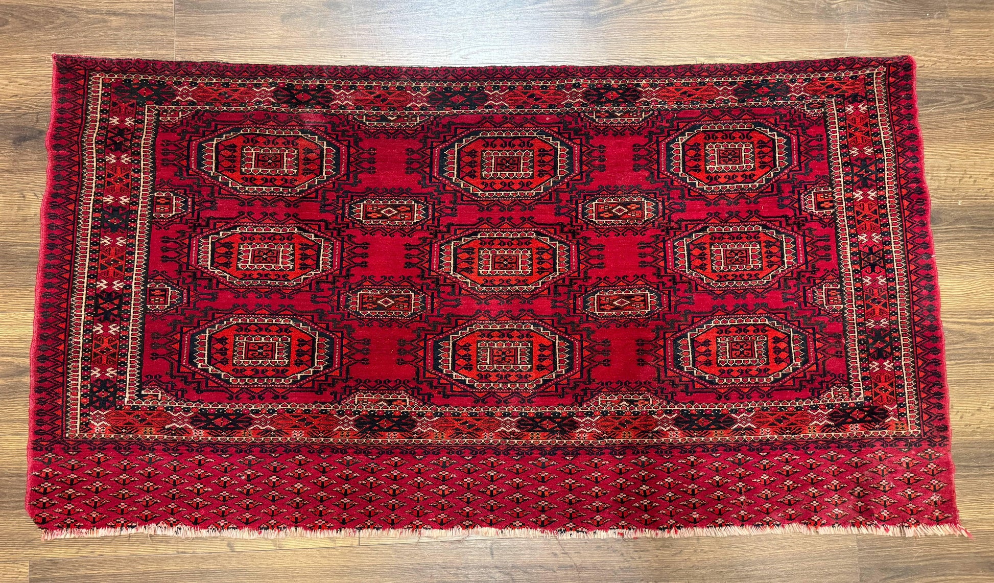 Antique Turkoman Salor Rug, Turkoman Textile, Fine 400 KPSI, Red, Persian Tribal Rug - Nuvé