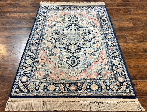 Karastan Blue Heriz Rug #748, Vintage Wool Karastan Carpet 4.3 x 6, Discontinued Original 700 Series Karastan Area Rug - Nuvé
