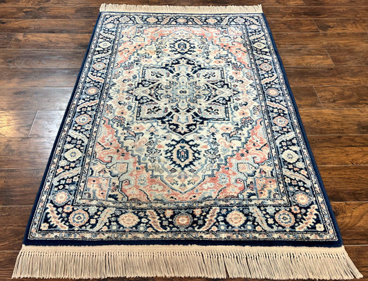 Karastan Blue Heriz Rug #748, Vintage Wool Karastan Carpet 4.3 x 6, Discontinued Original 700 Series Karastan Area Rug - Nuvé