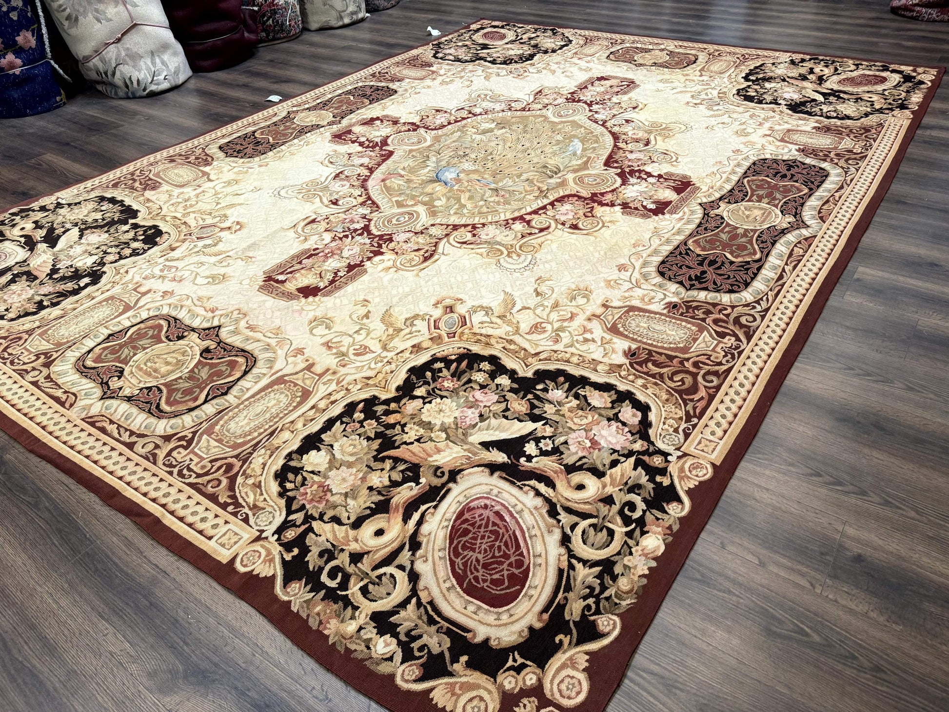 French Aubusson Rug 9x12 - European Design Flatweave Carpet - Nuvé