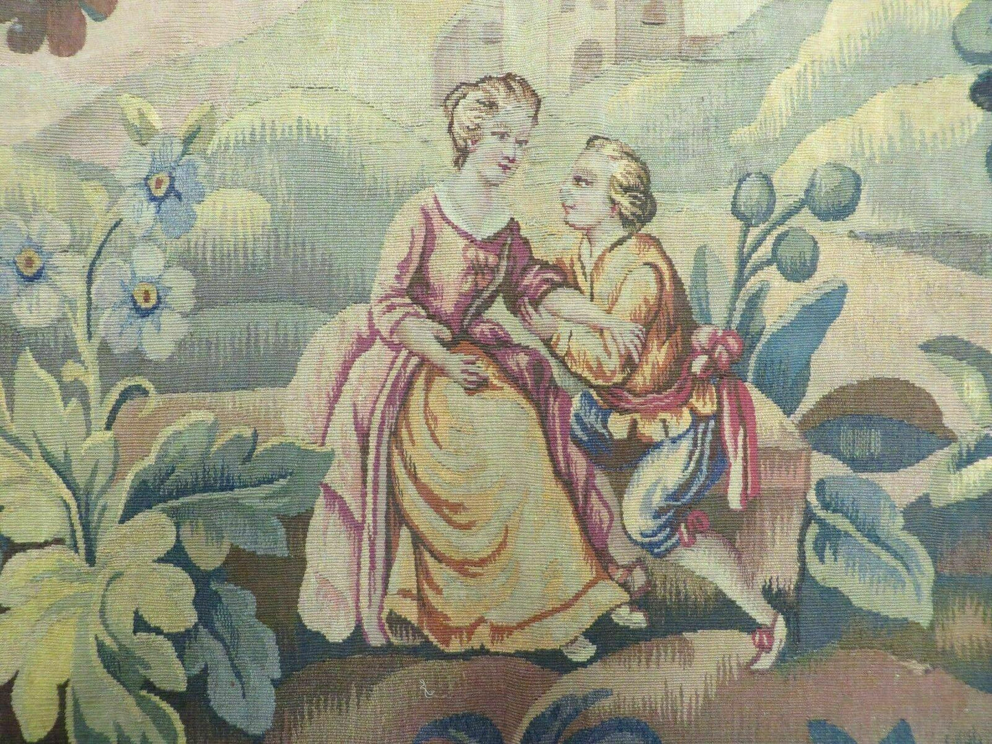 Antique French Tapestry 5x6 French Handmade Aubusson Nature One Of A Kind Rare - Nuvé