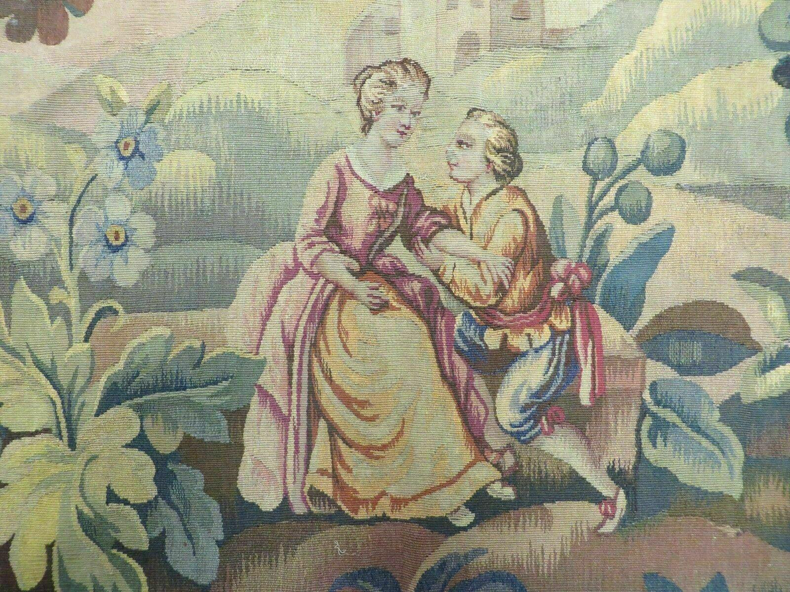 Antique French Tapestry 5x6 French Handmade Aubusson Nature One Of A Kind Rare - Nuvé