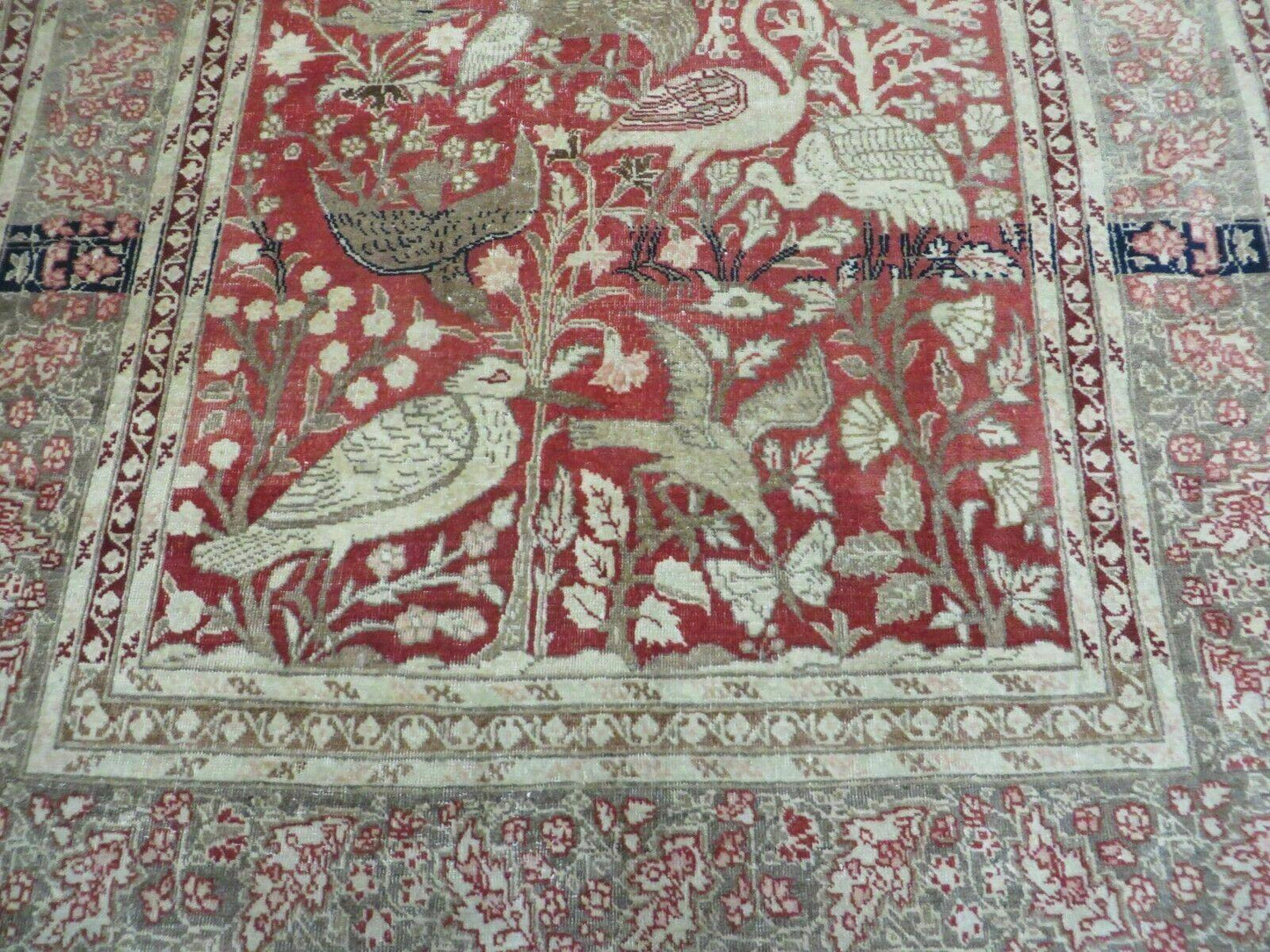 4' X 6' Antique Handmade Turkish Tree Of Life Oriental Wool Rug Birds Red - Nuvé