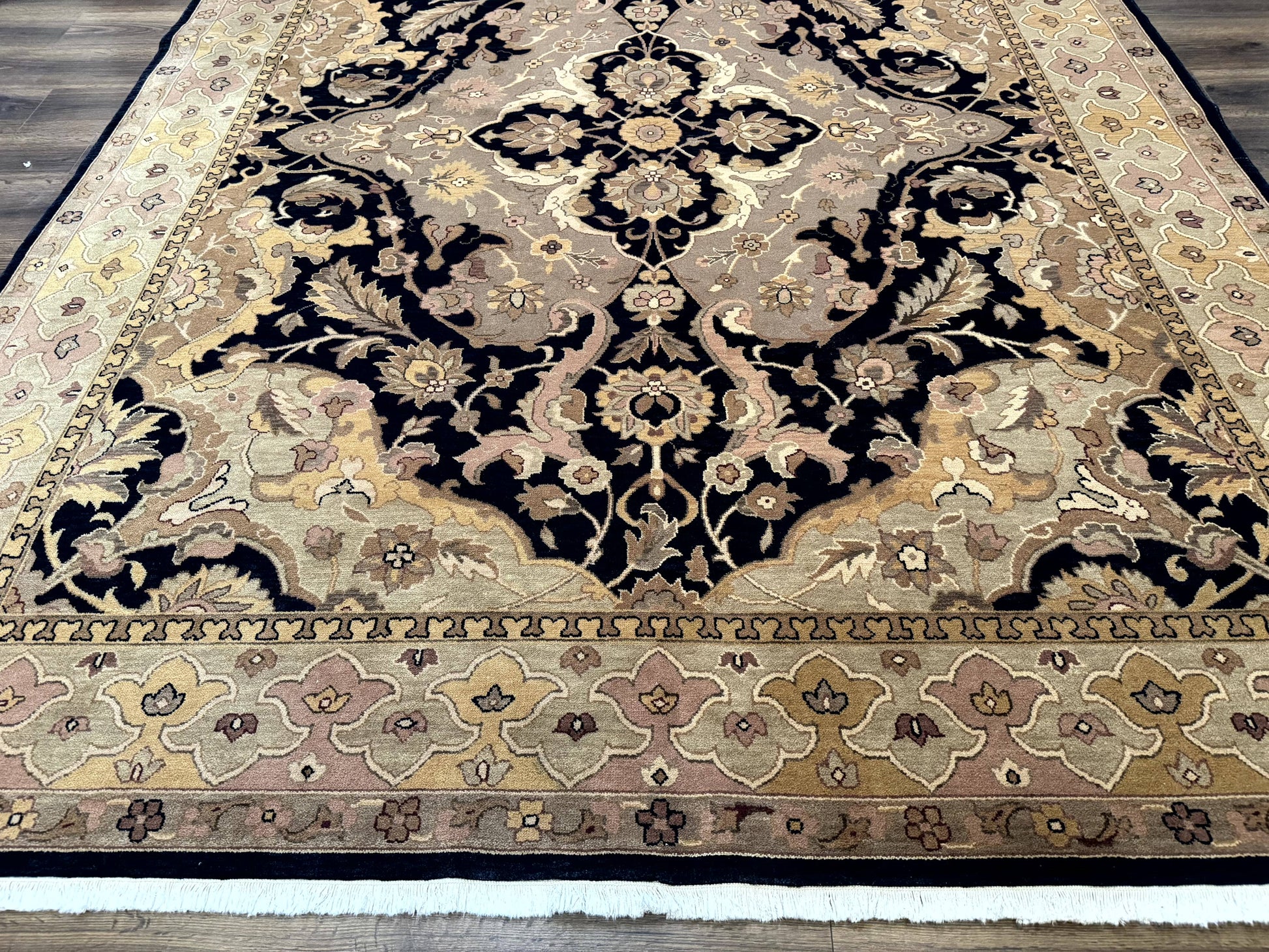Handmade Wool Rug 8x10, Black & Dark Beige, Nourison, Traditional Rug - Nuvé