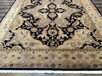 Handmade Wool Rug 8x10, Black & Dark Beige, Nourison, Traditional Rug - Nuvé