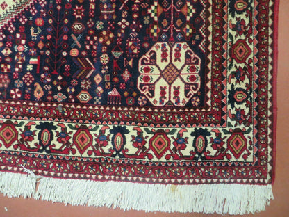 7' X 10' Vintage Handmade Indian Floral Wool Rug Hand Knotted Carpet Ivory Red - Nuvé