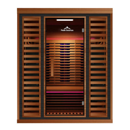 Peak Saunas Matterhorn Luxury 3-Person Full Spectrum Infrared Sauna with Two XL Medical-Grade Red Light Therapy Panels & Smart WiFi App Control - Nuvé