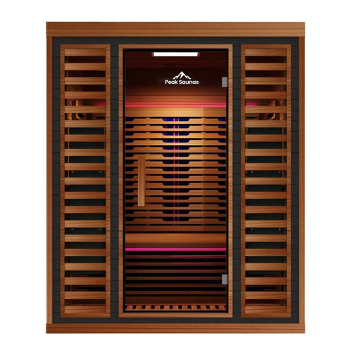 Peak Saunas Matterhorn Luxury 3-Person Full Spectrum Infrared Sauna with Two XL Medical-Grade Red Light Therapy Panels & Smart WiFi App Control - Nuvé