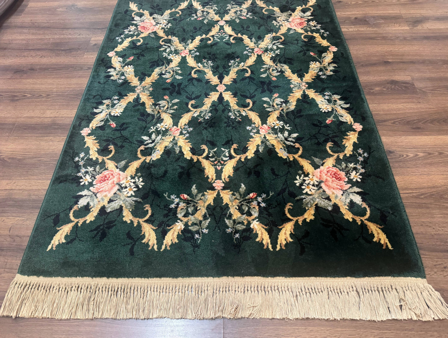 Karastan Garden of Eden Rug 4x6, Green Savonnerie 509/1733, Original Discontinued Vintage Karastan Carpet - Nuvé
