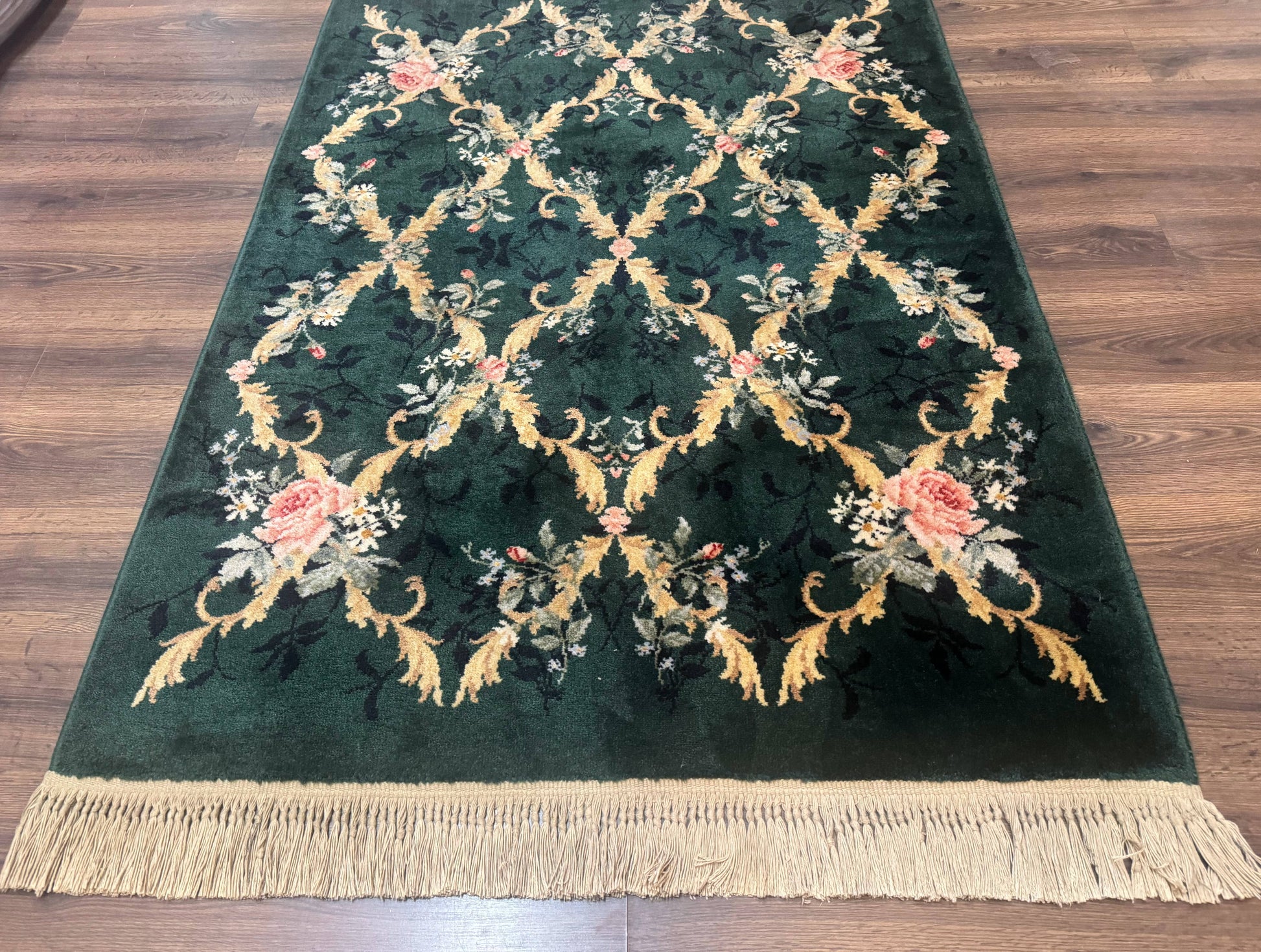 Karastan Garden of Eden Rug 4x6, Green Savonnerie 509/1733, Original Discontinued Vintage Karastan Carpet - Nuvé