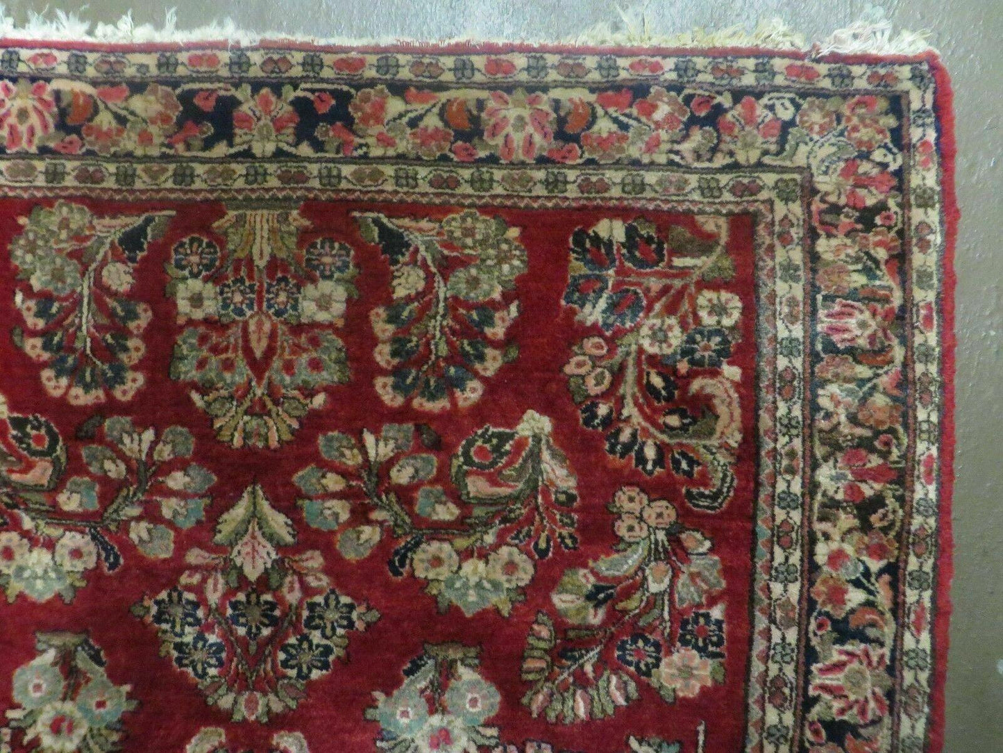 Red Persian Sarouk Rug 3x5, Antique Persian Carpet 1920s, Hand Knotted, Floral, Wool, Oriental Rug, Handmade Rug - Nuvé