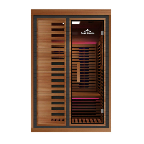Peak Saunas Fuji 2-Person Full Spectrum Infrared Sauna with XL Medical-Grade Red Light Therapy & Smart WiFi App Control - Nuvé
