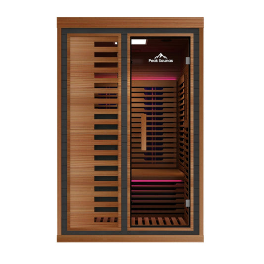 Peak Saunas Fuji 2-Person Full Spectrum Infrared Sauna with XL Medical-Grade Red Light Therapy & Smart WiFi App Control - Nuvé