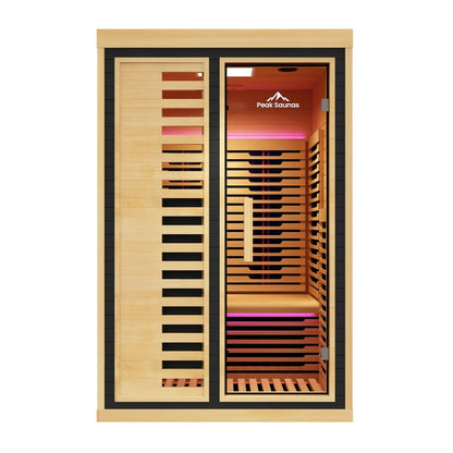 Peak Saunas Everest 2-Person Full Spectrum Infrared Sauna with XL Medical-Grade Red Light Therapy & Smart WiFi App Control - Nuvé