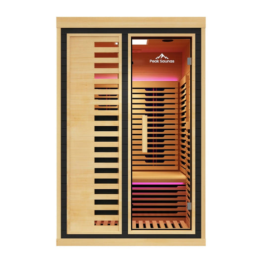 Peak Saunas Everest 2-Person Full Spectrum Infrared Sauna with XL Medical-Grade Red Light Therapy & Smart WiFi App Control - Nuvé