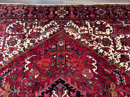 Persian Heriz Rug 8x11, Geometric Design, Red & Cream - Nuvé