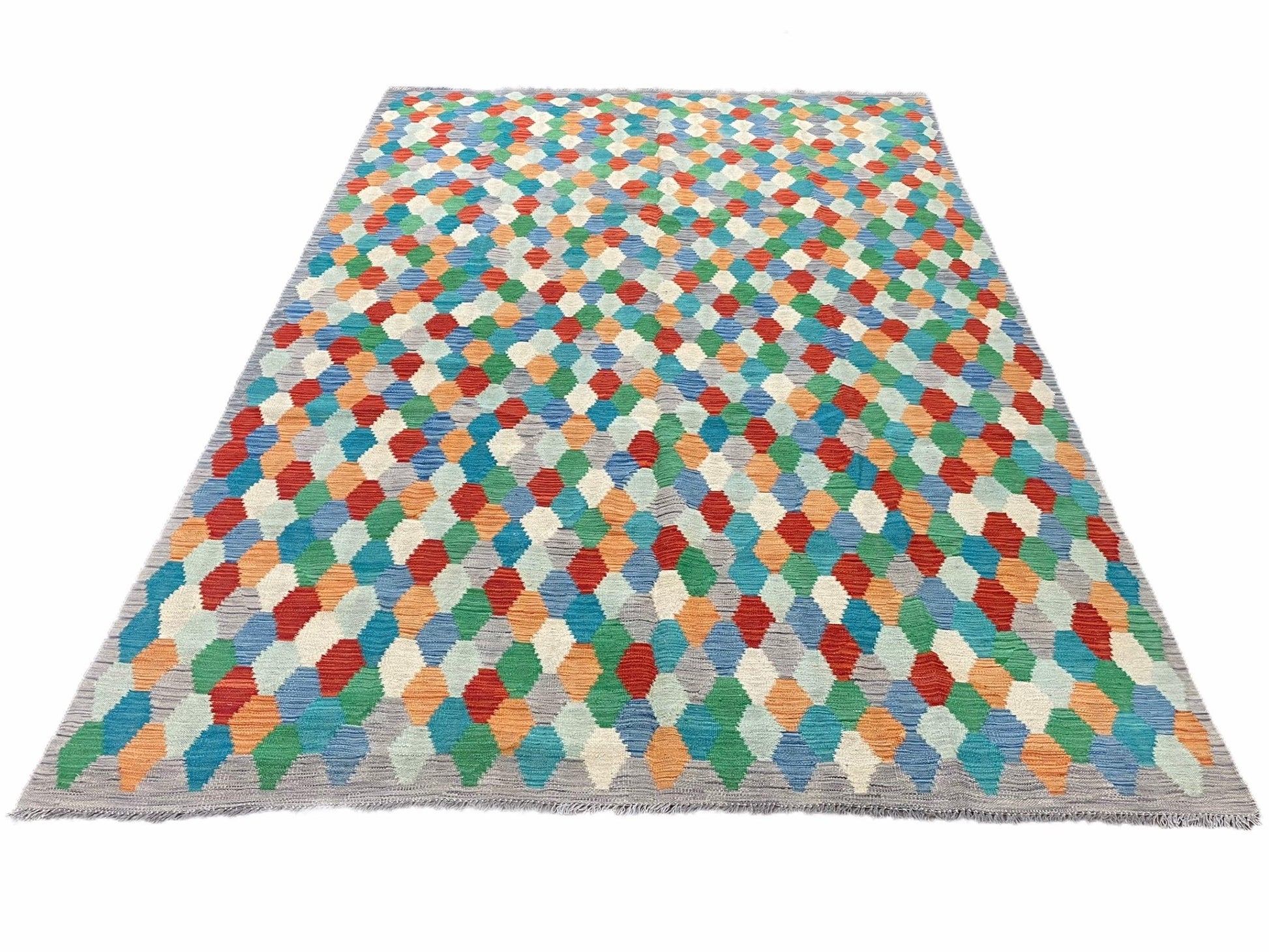 6.5 x 9.5 Colorful Chobi Kilim Rug 6 x 9 Multicolor Turkish Kilim Rug 7x10 Chobi Kilim Rug Playroom Rug Wool Kilim Rug 6x9 New Tribal Kilim - Nuvé