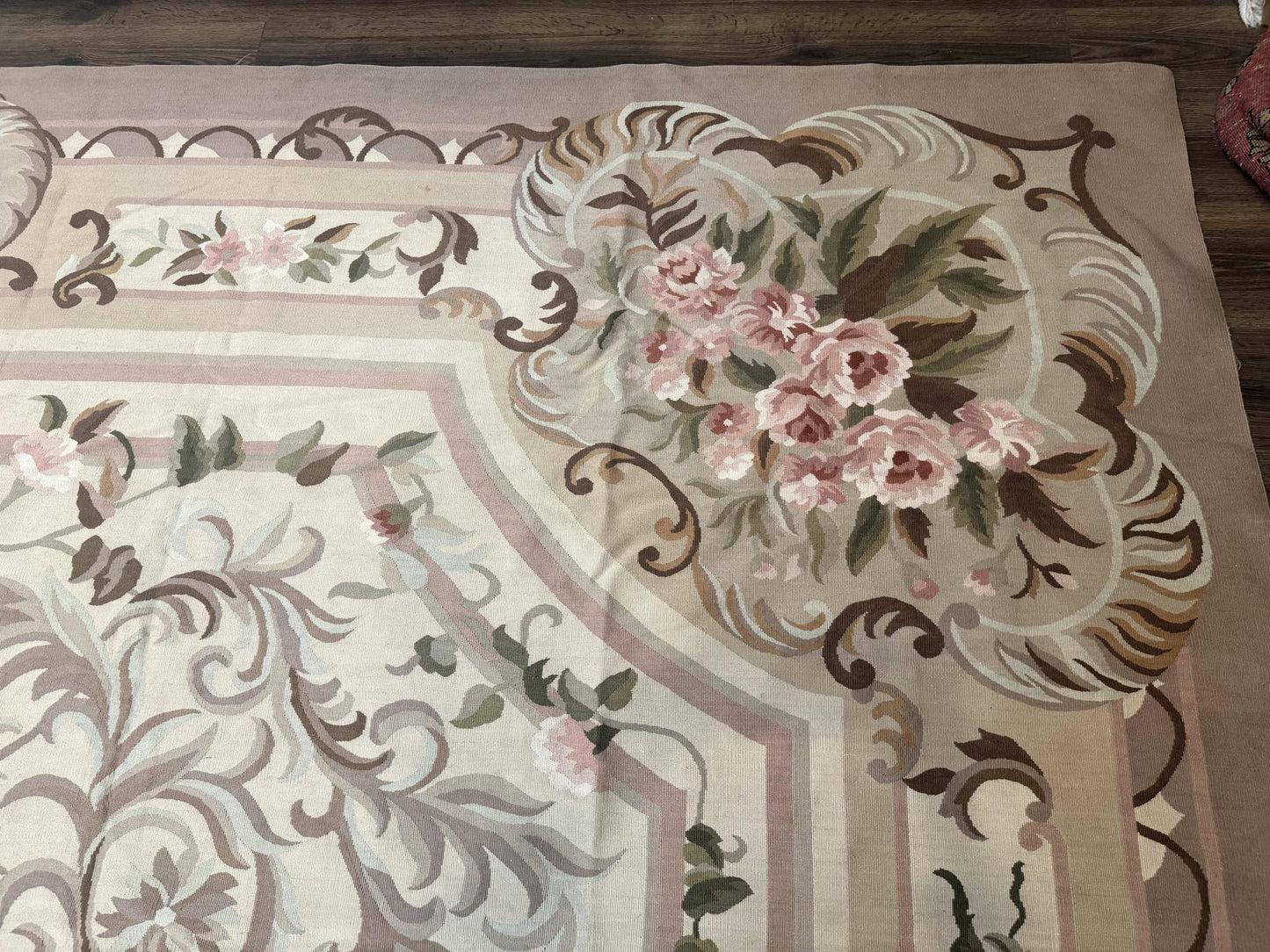 Palace Sized Aubusson Rug 13 x 20, Flatweave Aubusson Weave, Oversized Rug, European French Elegant Design - Nuvé