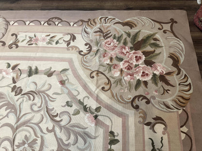 Palace Sized Aubusson Rug 13 x 20, Flatweave Aubusson Weave, Oversized Rug, European French Elegant Design - Nuvé