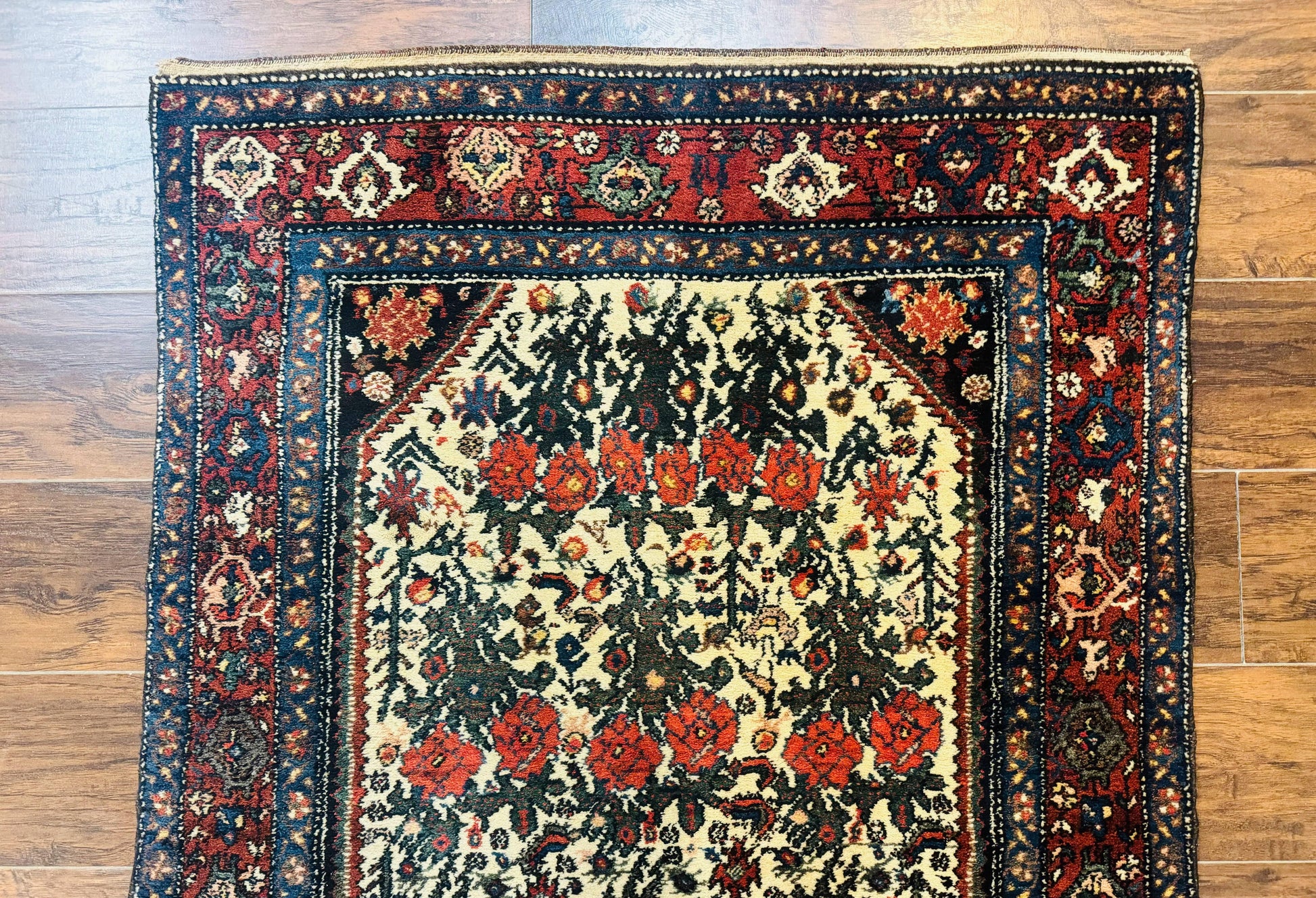 Persian Tribal Rug 3x5, Antique Persian Carpet, Floral Roses, Handmade, Persian Zanjan Rug - Nuvé