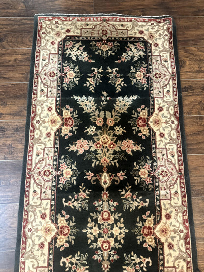 Long Pak Persian Runner Rug 2.7 x 21, Floral Allover, Dark Green and Beige, Handmade Wool Runner Rug, 21ft Runner for Hallway - Nuvé