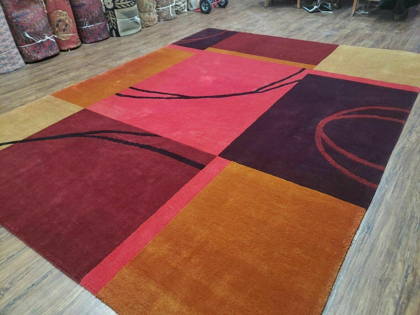 8' X 10' Tibetan Nepal Art Deco Hand Knotted Wool Rug Modern Contemporary Nice - Nuvé
