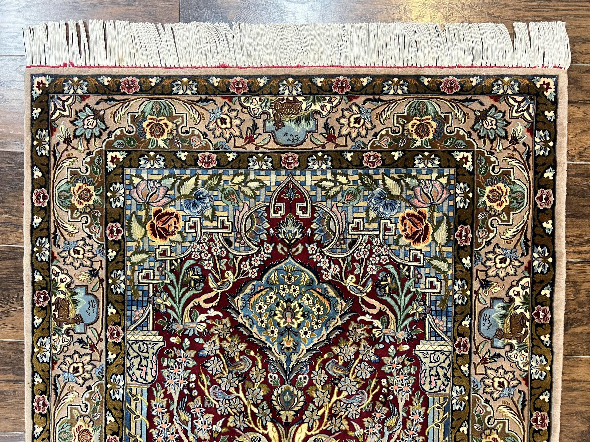 Marvelous Persian Isfahan Rug 3.7 x 5.6, Tree of Life and Animal Pictorials, Handmade Vintage Super Fine 600 KPSI, Kork Wool  Silk Highlights, Rare - Nuvé