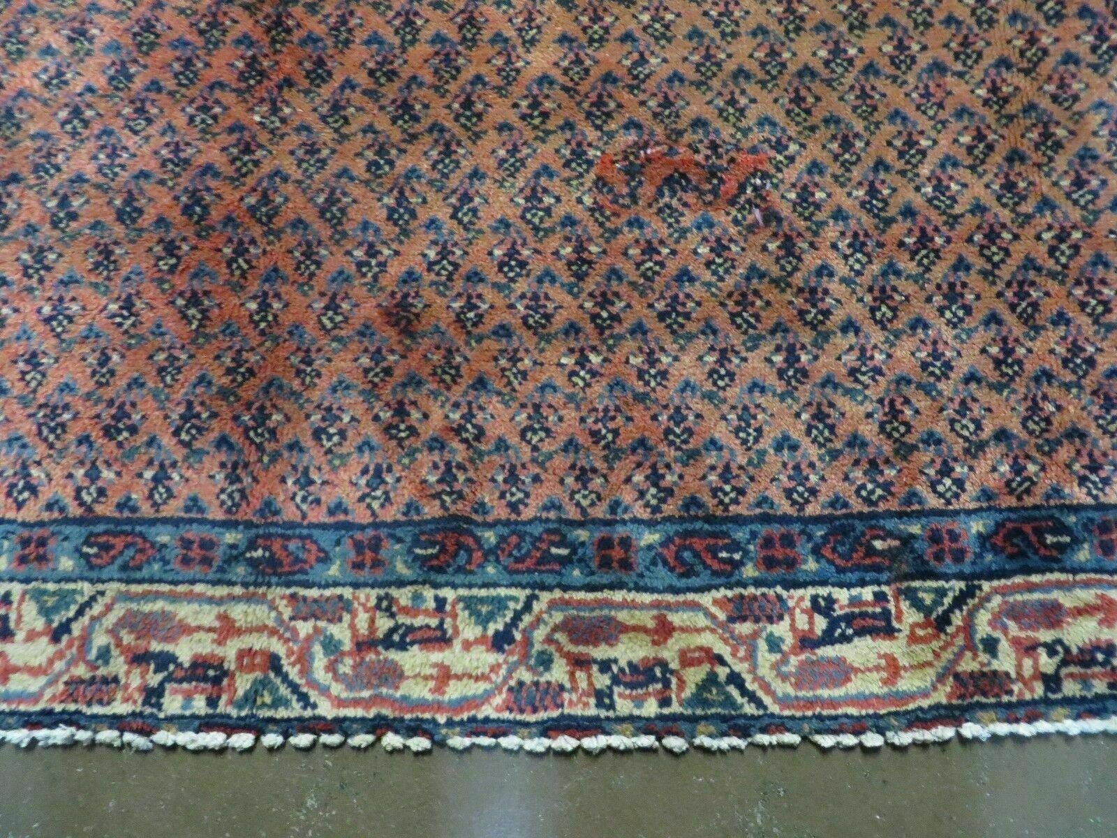 Antique Persian Seraband Runner 3.7 x 11 - Red, Wool, Mir Pattern - Nuvé