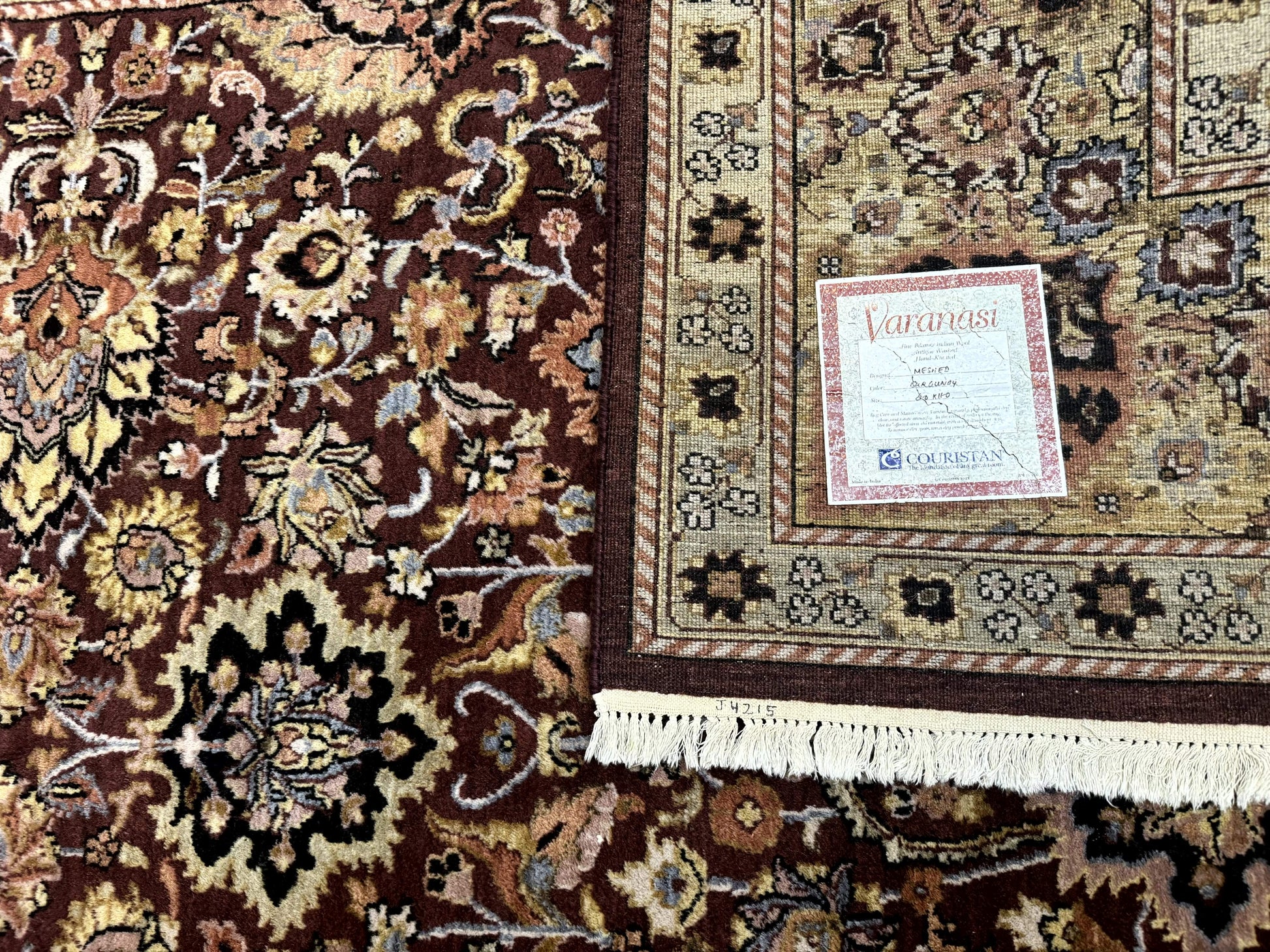 Indo Persian Rug 8x11, Eggplant & Tan, Allover Pattern, Wool Couristan Handmade Rug - Nuvé