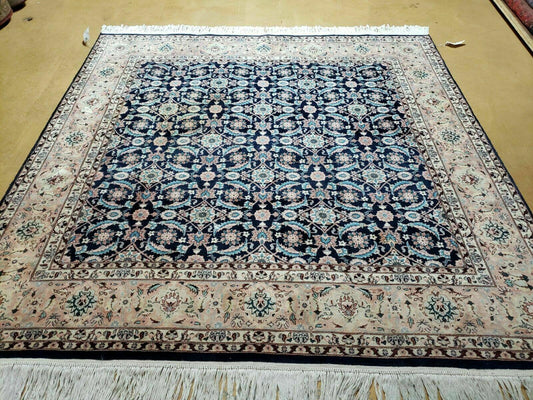 6' X 6' Gorgeous Handmade India Floral Oriental Wool Rug Square Blue Carpet Wow - Nuvé