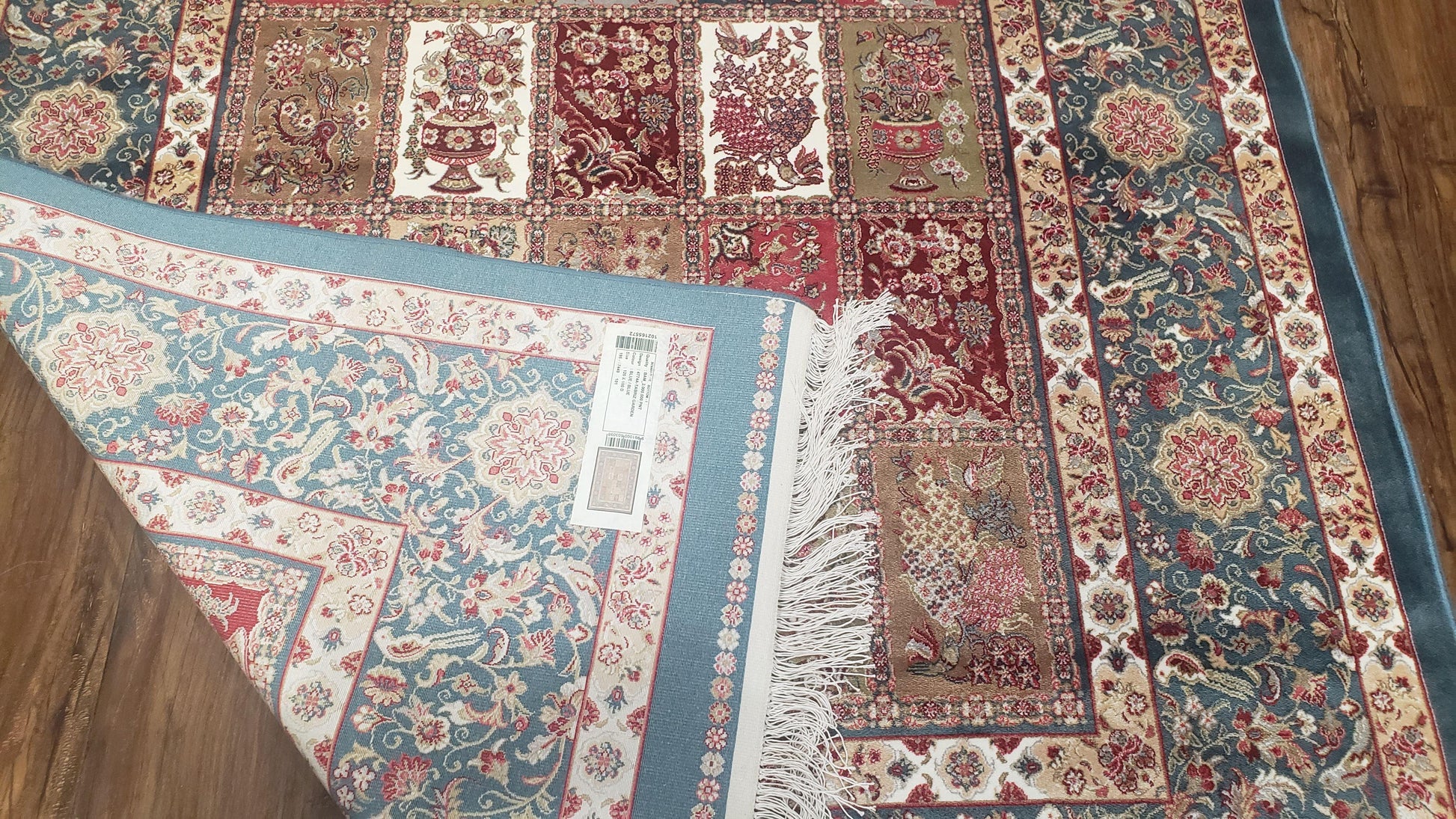 Silk Carpet 4x6 Blue, Panel Design, Four Seasons Pattern, Super Fine & Soft, Bamboo Silk, 4 x 6 Oriental Area Rug, High Quality, New Rug - Nuvé