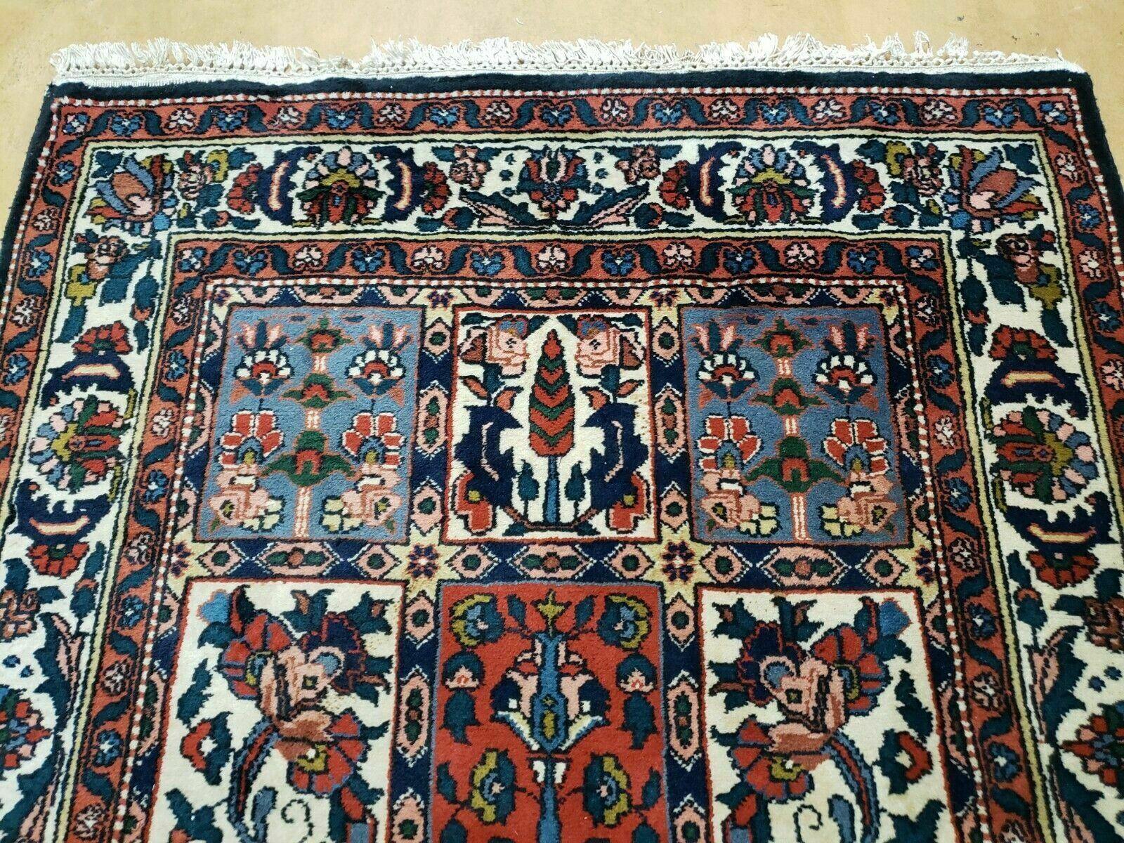 4' X 6' Vintage Handmade Indian Panel Design Wool Rug Veg Dyes - Nuvé