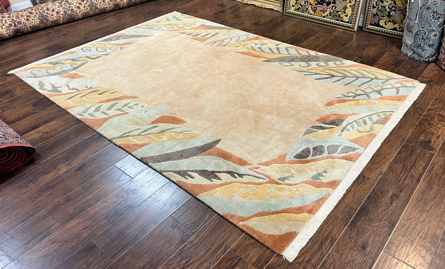 Modern Tibetan Rug 7x10, Soft Wool, Tufenkian Style Carpet, Tibet Nepali Rug, Open Field, Handmade Wool Rug - Nuvé