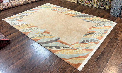 Modern Tibetan Rug 7x10, Soft Wool, Tufenkian Style Carpet, Tibet Nepali Rug, Open Field, Handmade Wool Rug - Nuvé