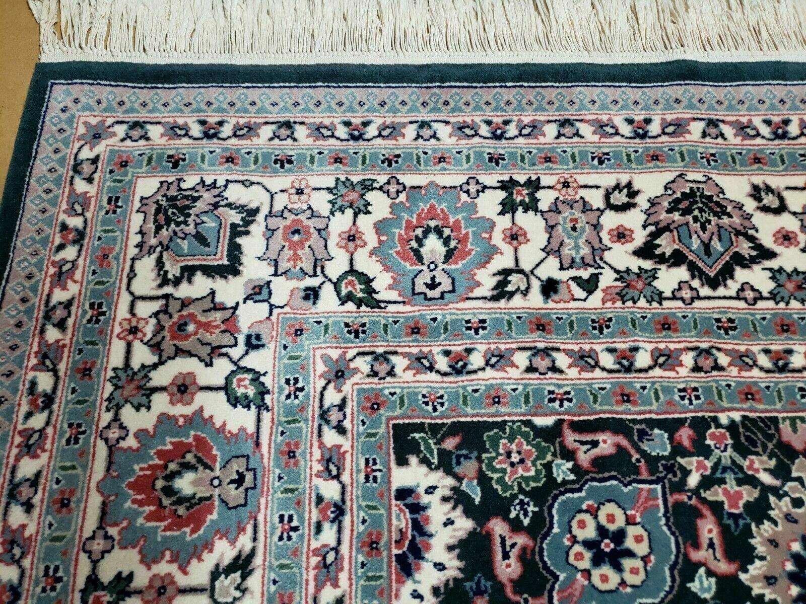 8' X 10' Handmade Indian Oriental Wool Rug Carpet Organic Dye Forest Green Nice - Nuvé
