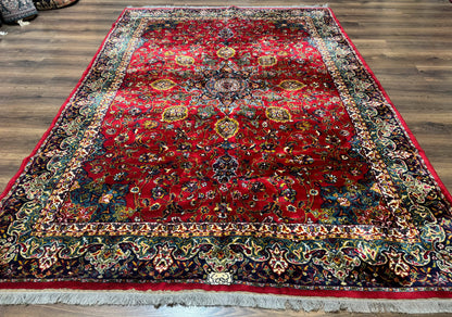 Red Persian Rug 6x9, Medallion Carpet, Ardebil Design, Vintage Belgium Power Loomed Carpet - Nuvé