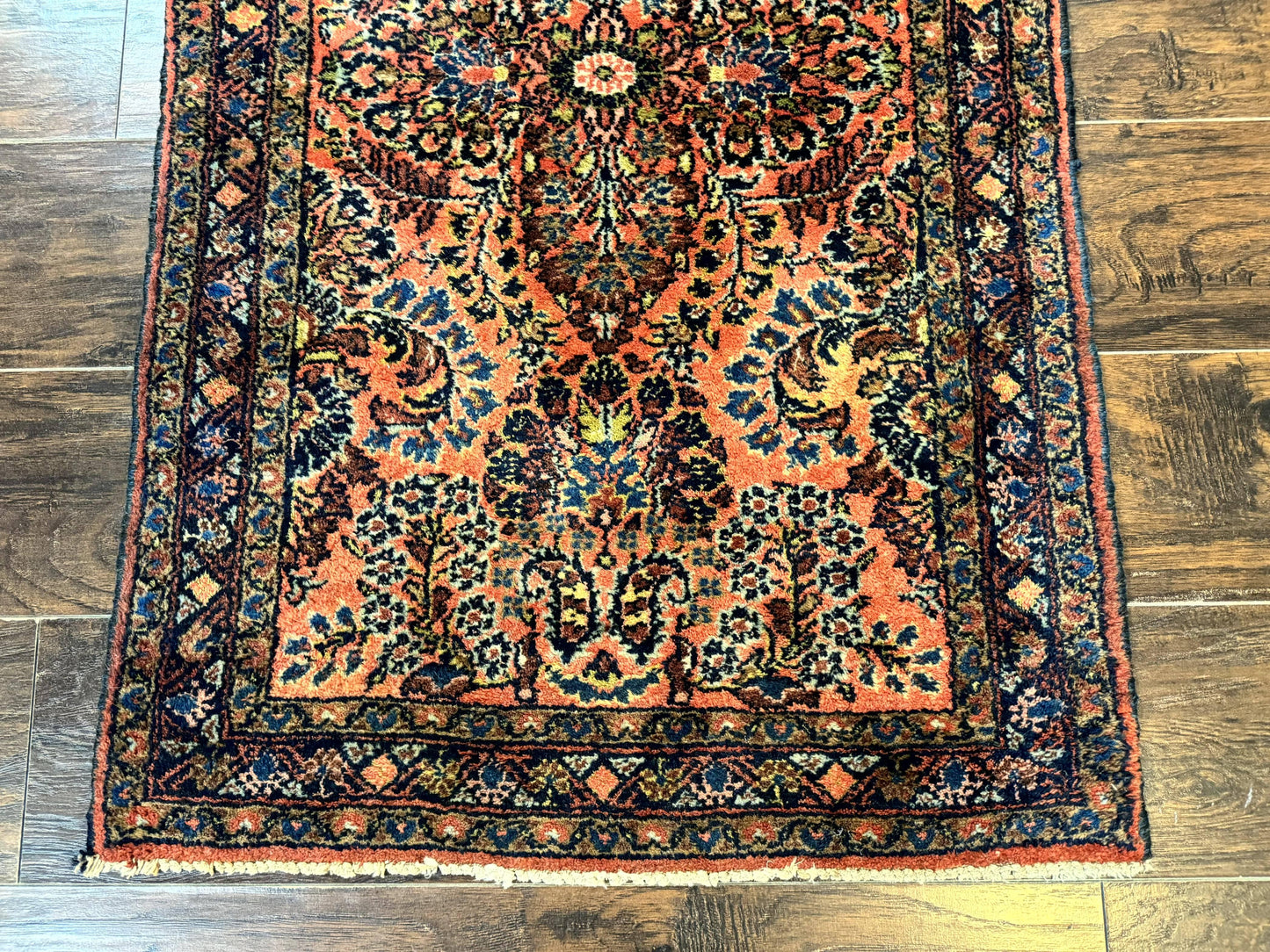 Antique Persian Lilihan Rug 2x4, Red, Floral, Wool, Handmade Lilian Persian Carpet - Nuvé