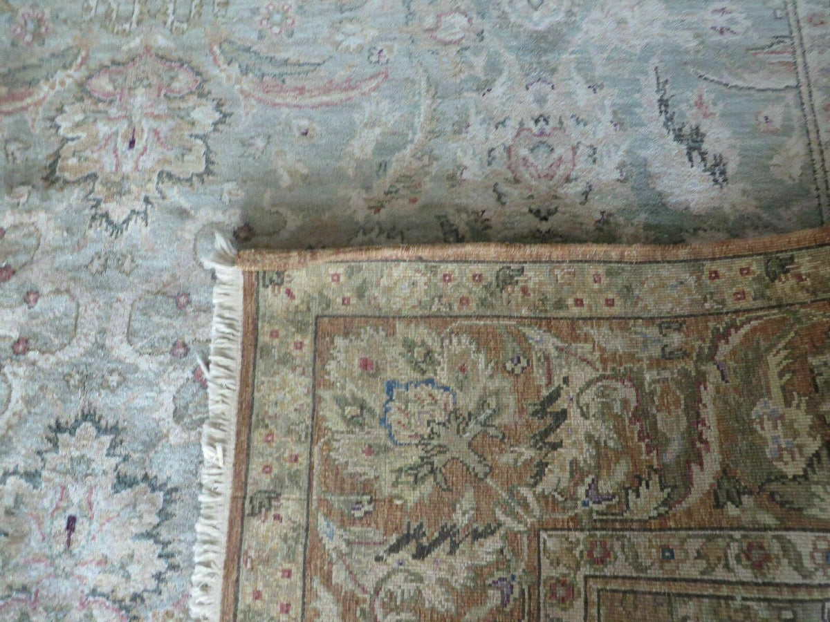 8' X 10' Vintage Handmade India Floral Oriental Top Quality Jaipur Tea Wash