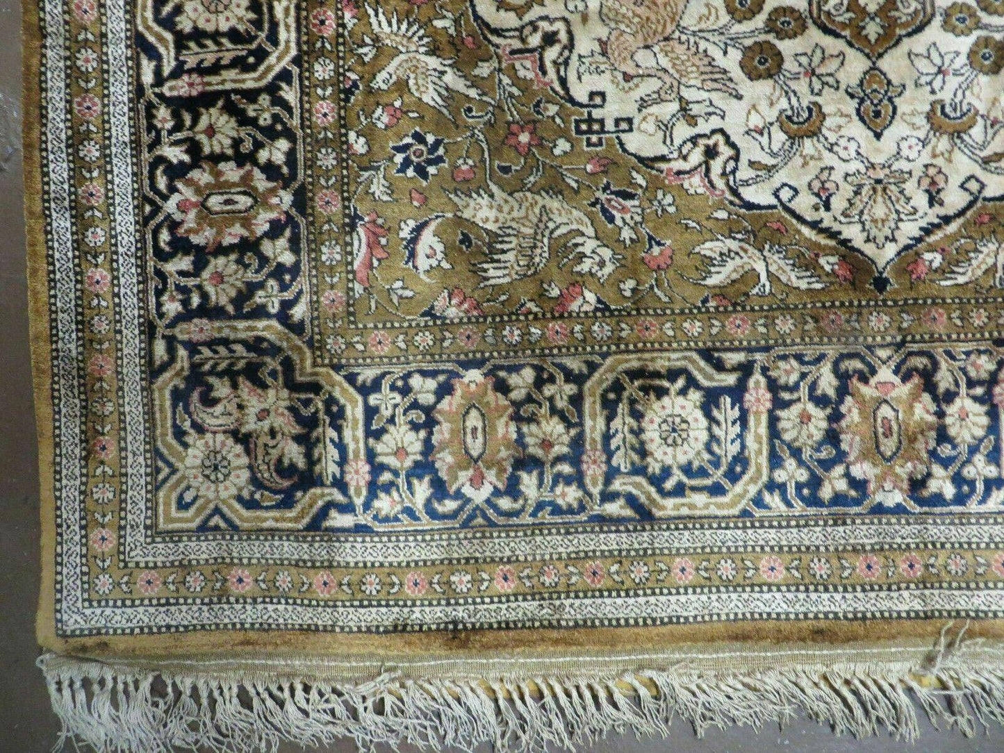 3' X 5' Fine Handmade Chinese Silk Rug Deer Birds Hand Knotted One Of A Kind - Nuvé