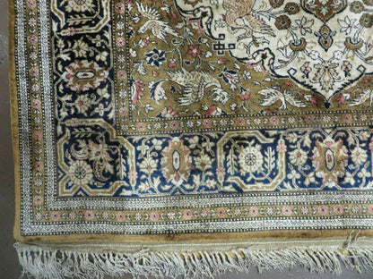 3' X 5' Fine Handmade Chinese Silk Rug Deer Birds Hand Knotted One Of A Kind - Nuvé