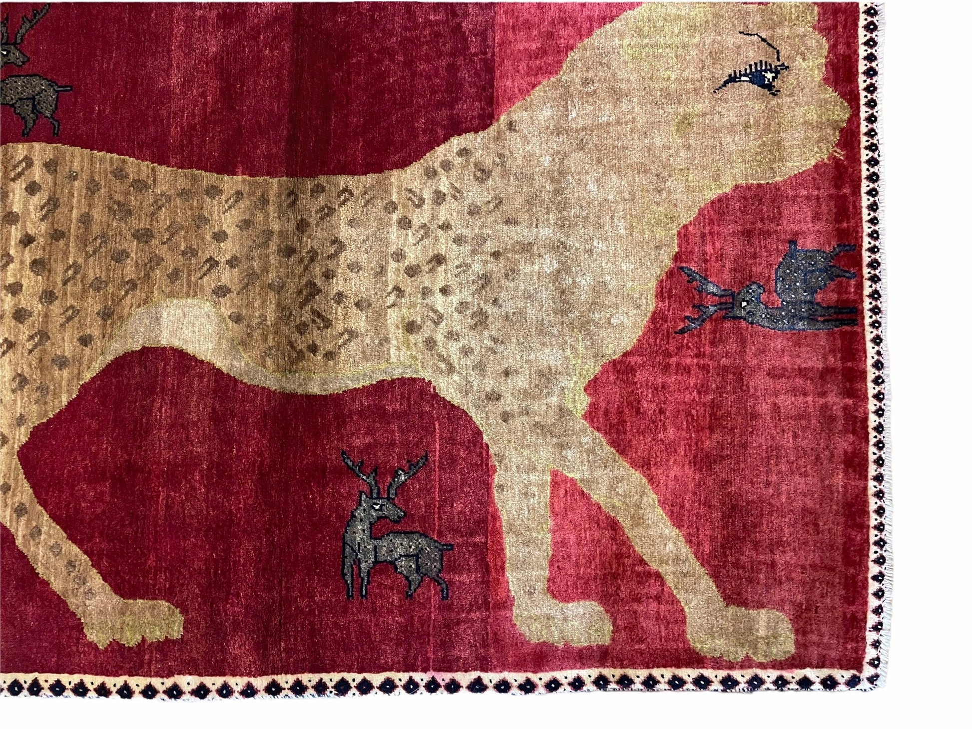 3.5 X 6 Handmade New Vintage Quality Wool Rug Leopard Red Tribal Hand-Knotted - Nuvé