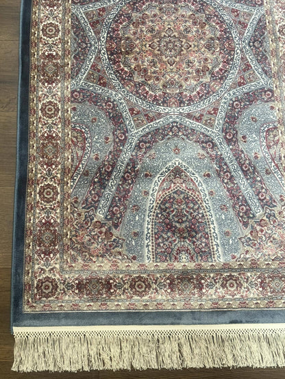 Turkish Silk Runner Rug 2.6 x 10, Light Blue Carpet, Bamboo Silk, New - Nuvé