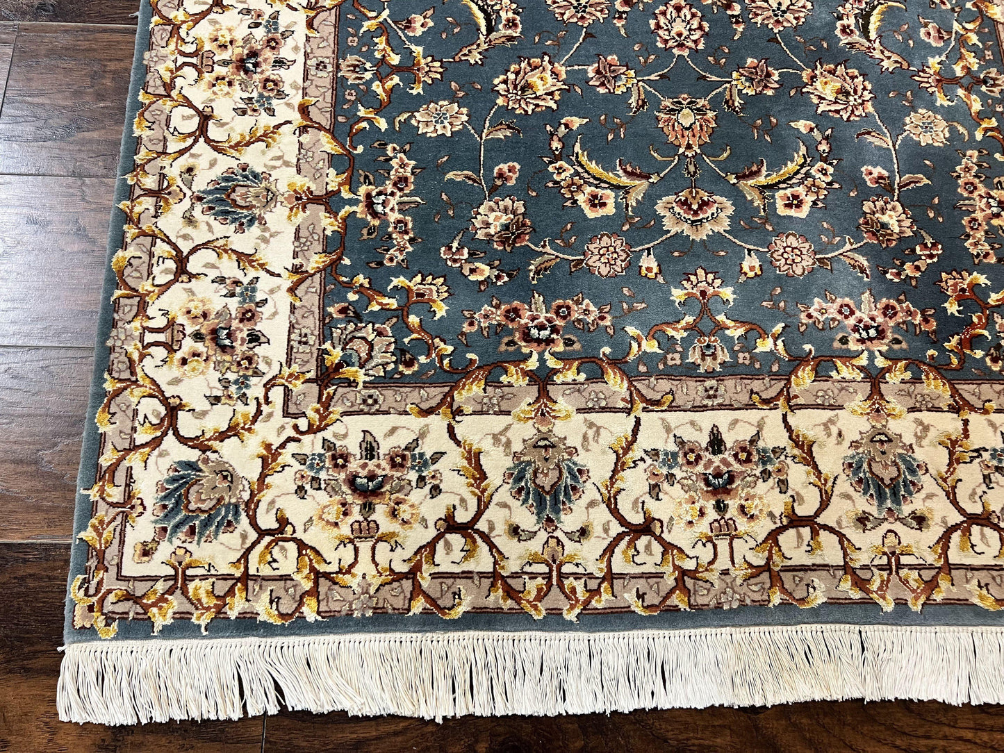 Sino Persian Rug 4x6, Very Fine Oriental Carpet, Handmade Rug 4 x 6, Floral Allover Vintage Traditional Wool & Silk Highlights, 200 KPSI - Nuvé